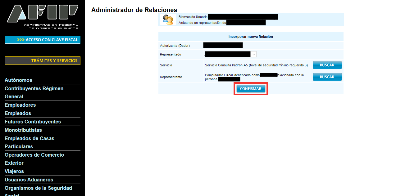 Confirmación de la autorización