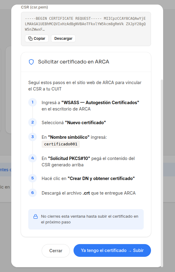 Certificado generado